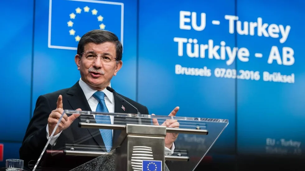 Nöjd. Turkiets premiärminister Ahmet Davutoglu i Bryssel.
