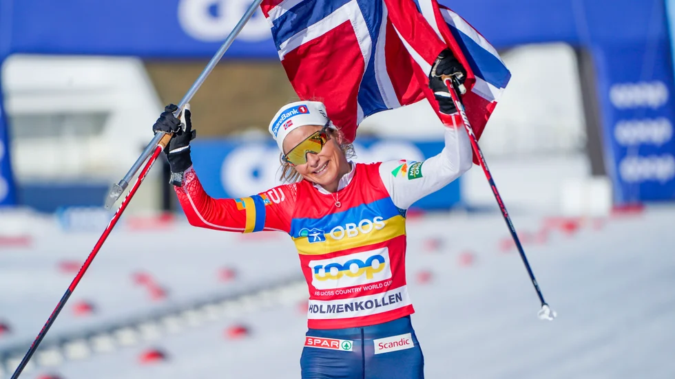 Therese Johaug i målgång.