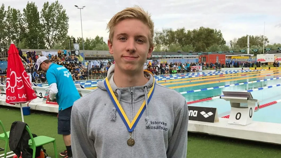 SM-brons. Erik Ohlsén kom trea på 100 meter fritt.
