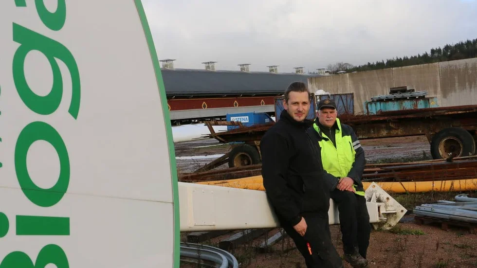 Tom och Åke Birgersson ser fram mot att få igång den nya biogasmacken i Målilla.