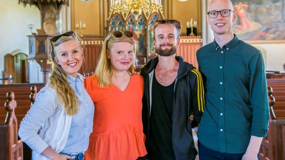 Kvartett. Från vänster i bild: Frida Hagman (sopran), Anna Ericsson (piano), Ludvig Rosvall (piano) och Carl Ahlgren (klarinett).
