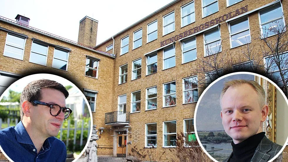 Elias Aguirre (S) och  Erik Östman (M). För ett år sedan kom deras partier överens om nya skolan på Kungsberget. Nu är de inte lika eniga längre.