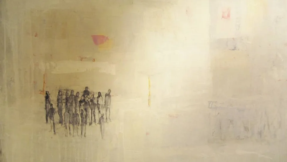 ”Hållplats”, målning Ingrid Schöön Holmberg.