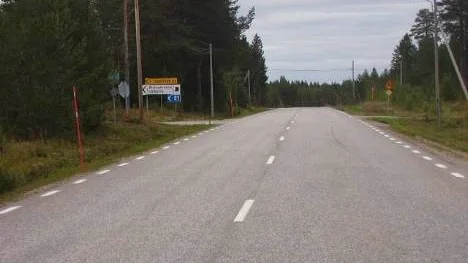 Per-Arne Holmgren anser att skyltningen sitter på fel sida om vägen och skyms av träden.