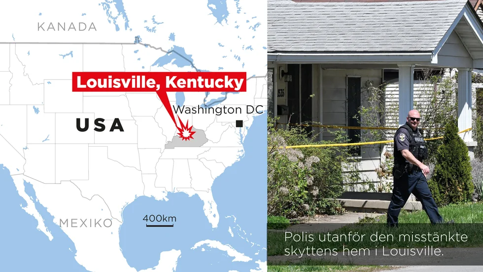 Skjutningen skedde i Louisville i den amerikanska delstaten Kentucky.