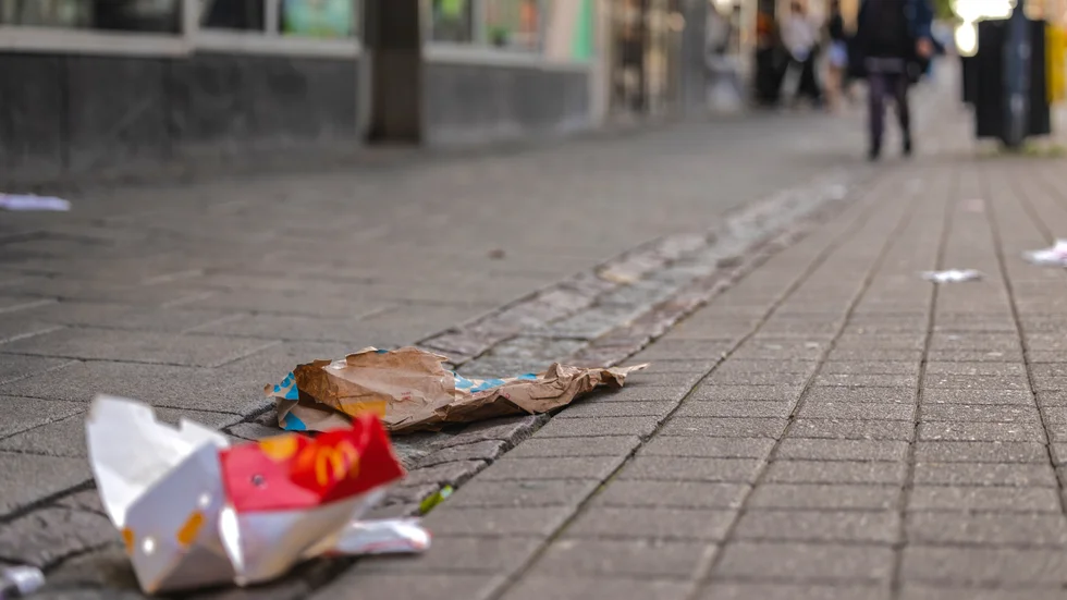 Även kartongen till en hamburgare kan leda till 800 kronor i böter om den slängs på gatan. Risken att fällas för nedskräpningsbrott är dock liten.