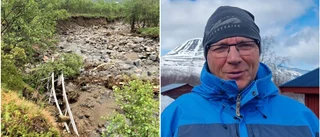 Drama i fjällvärlden – vattenmassor slet med sig bro