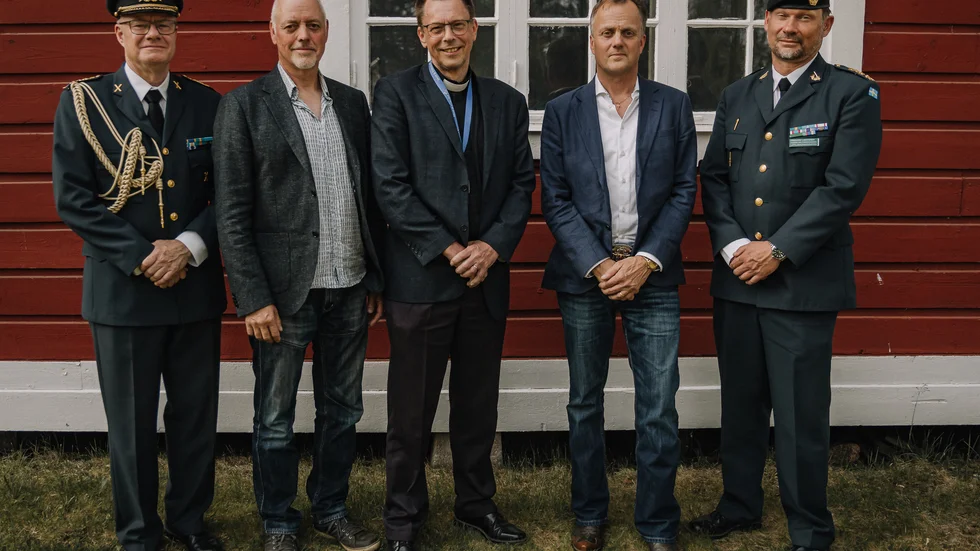 Uppmärksammade och avtackade. Fr v öv Lars Karlsson, chef MR N, Michael Thörnäs, ålderspension, Staffan Klingert, ålderspension Stefan Janse, ålderspension, samt Fredrik Lindgren, som fick utmärkelsen NOR, För nit och redlighet i rikets tjänst.
