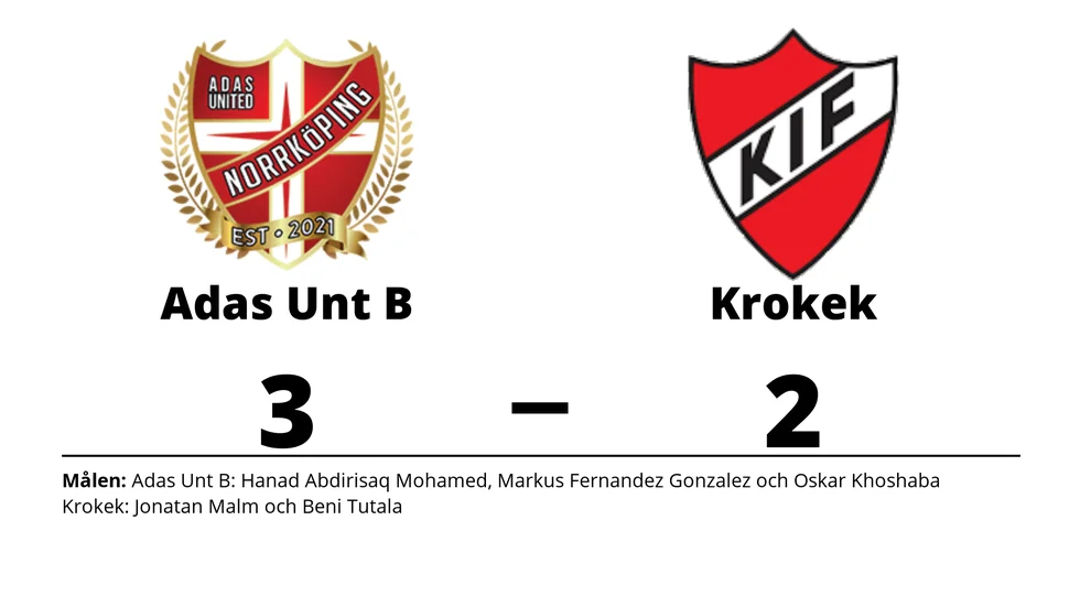 Adas United IF B vann mot Krokeks IF