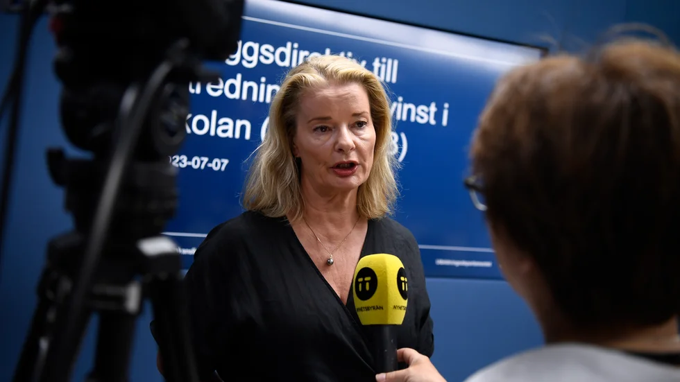 Fredagens pressträff med regeringen där skolminister  Lotta Edholm (L) presenterade nya direktiv till utredningen om vinst i skolan.