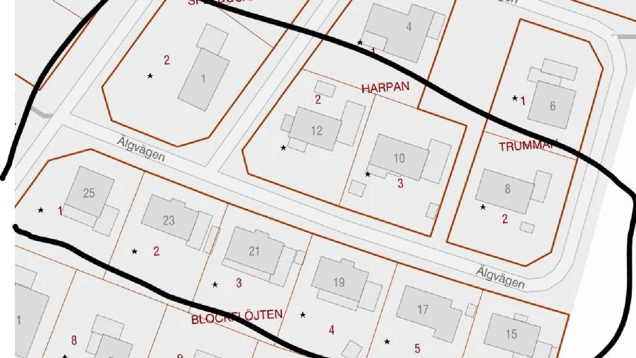 The water supply has been turned off to the houses circled in the image.