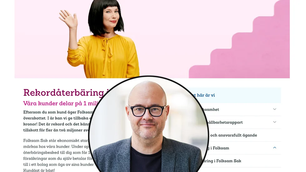 "I genomsnitt får de kunder som är med och delar på en miljard i återbäring från Folksam sakförsäkring drygt 500 kronor i år", berättar Mats Mehlberg, pressansvarig på Folksam.