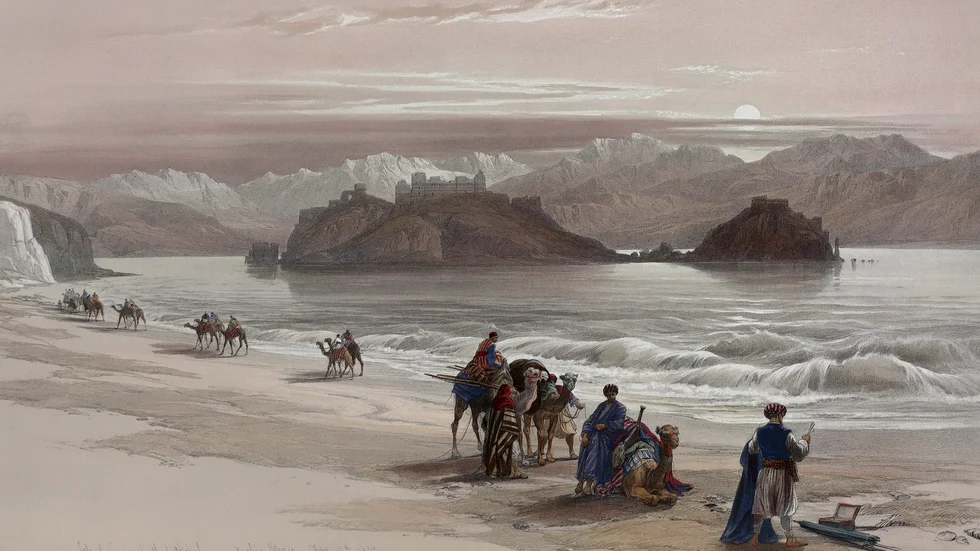 En karavan i Egypten. Målning av David Roberts från 1839.