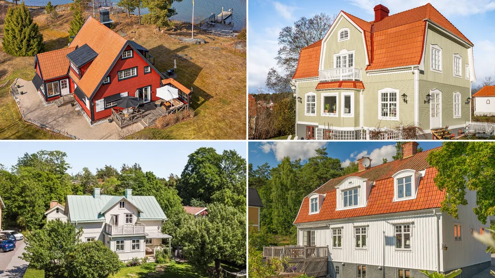Till vänster de två dyraste i Trosa och till höger de två dyraste i Nyköping 2023.