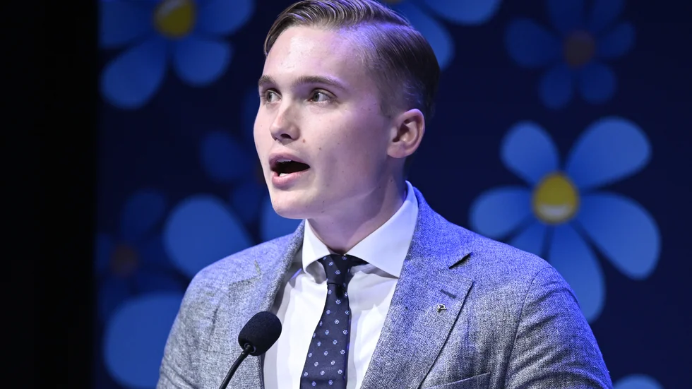 Emil Eneblad, ungdomsförbundet Ungsvenskarnas ordförande, pläderade för en Swexit under Sverigedemokraternas landsdagar i Västerås.