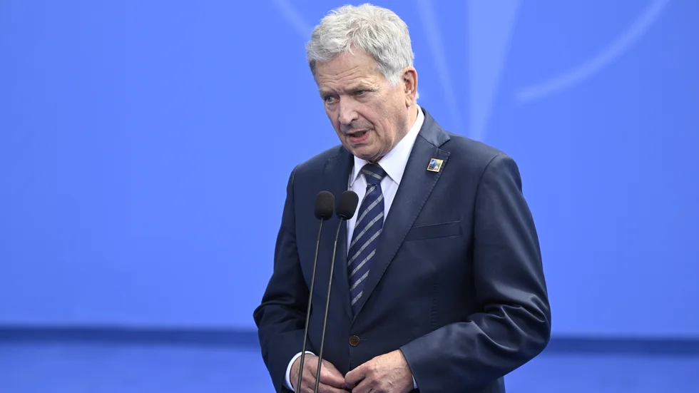 Finlands president Sauli Niinistö vid Natos toppmöte i Vilnius, Litauen, i juli. Arkivbild.