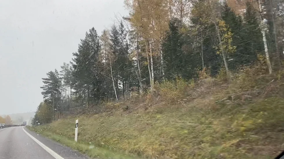 Ett snöfall drog fram genom Katrineholm på torsdageftermiddagen, även om det är svårt att se på bilden.