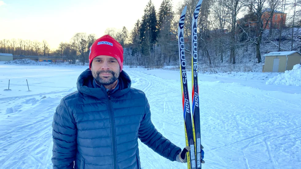 Richard Toss är klar med dagens åkning vid Kap. Hans mål är att komma i form till Vasaloppet i mars.