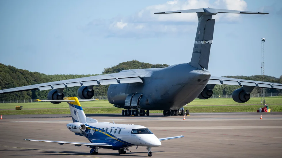 En C-5 Galaxy, ett av världens största transportplan landade på Malmö Airport på lördagen.