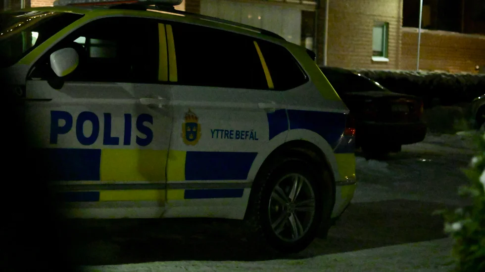 Polisinsats på Majvägen efter ett misstänkt rattfylleri på fredagen. 