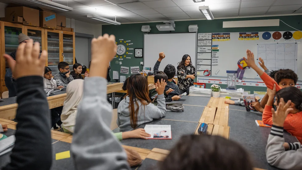 Treklangens skola kommer få ta del av statsbidraget. Bilden är från när kulturminister Parisa Liljestrand (M) besökte skolan ifjol.