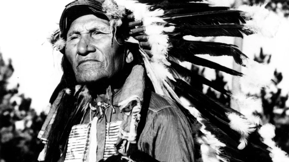 Originalet. Odaterat foto av Sitting Bull, död 1890.