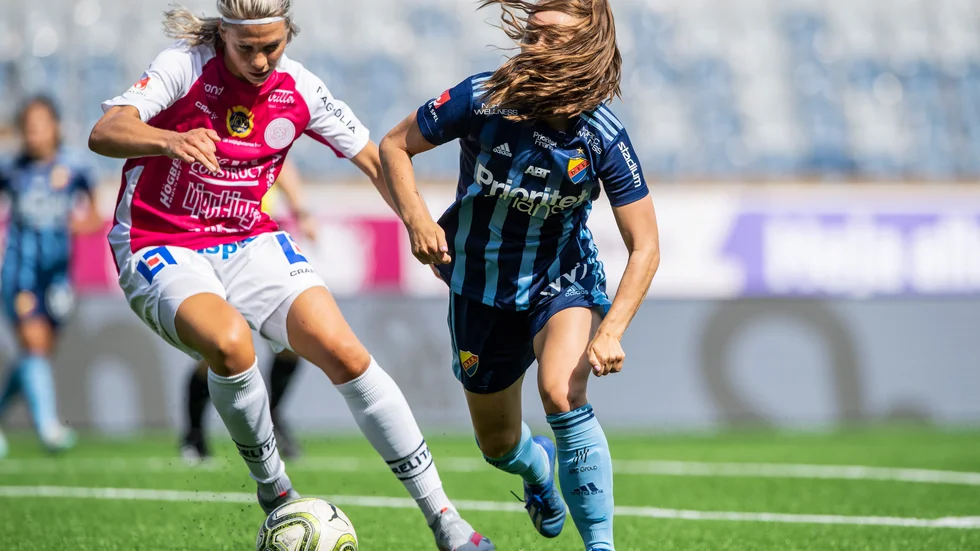 Lena Soleng Hansen i den allsvenska premiären mot Djurgården. 
