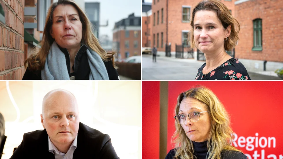 Marica Gardell, socialdirektör, Ulrika Jansson, ekonomidirektör, Peter Lindvall, regiondirektör, Lotta Israelsson, HR-direktör.