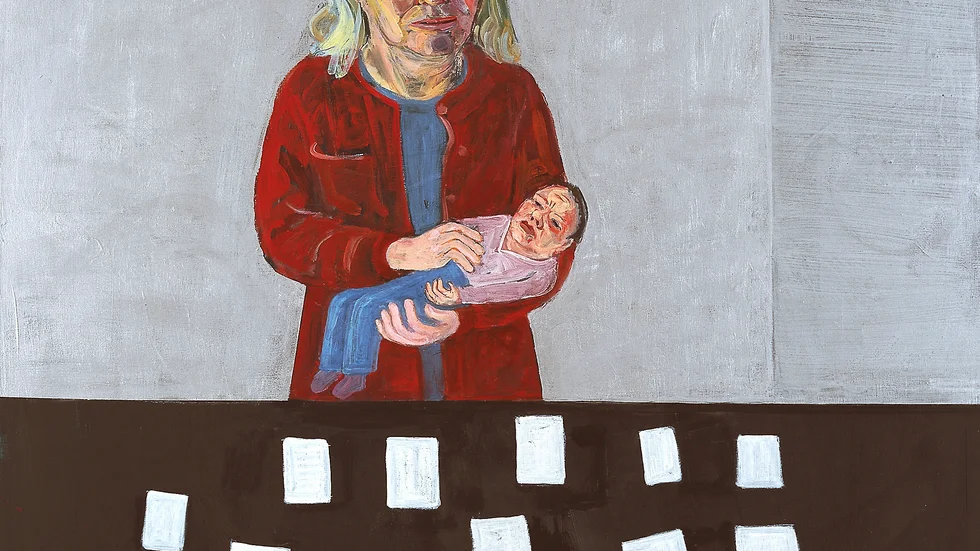 Lena Cronqvist är en av konstnärerna i utställningen "Sorgearbete" på Bonniers konsthall i Stockholm. Hon deltar med en serie målningar hon skapade 2001, "Vita Ark", där hon sörjer sin nyligen bortgångne man. Pressbild