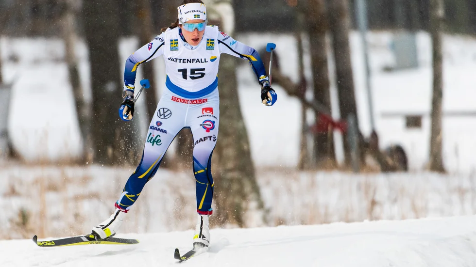 Ebba Andersson, Piteå Elit, åkte i mål som tvåa i Östersund.