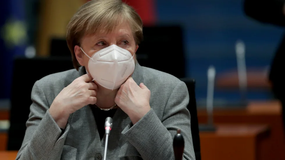 Tysklands förbundskansler Angela Merkel i ett möte under veckan.