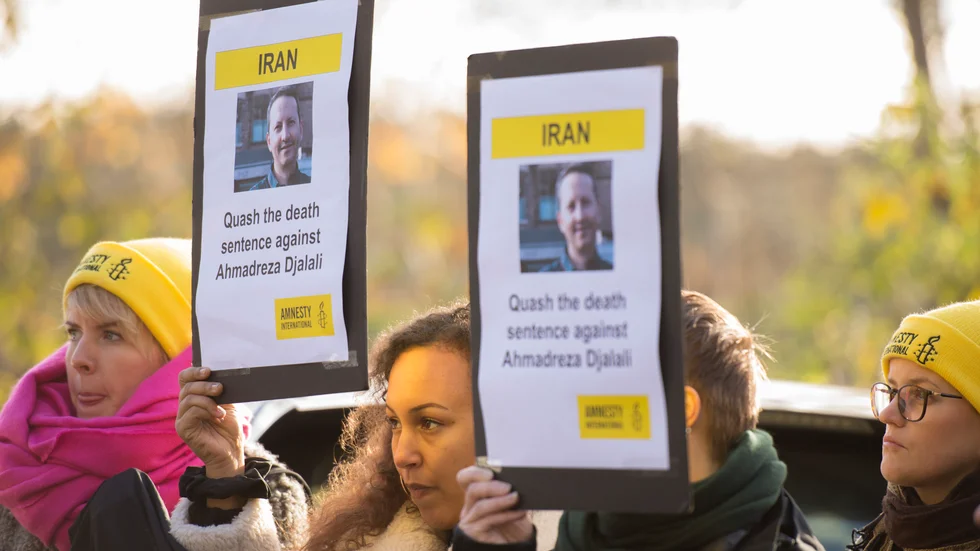 Protester mot den planerade avrättningen av Ahmadreza Djalali. Arkivbild.