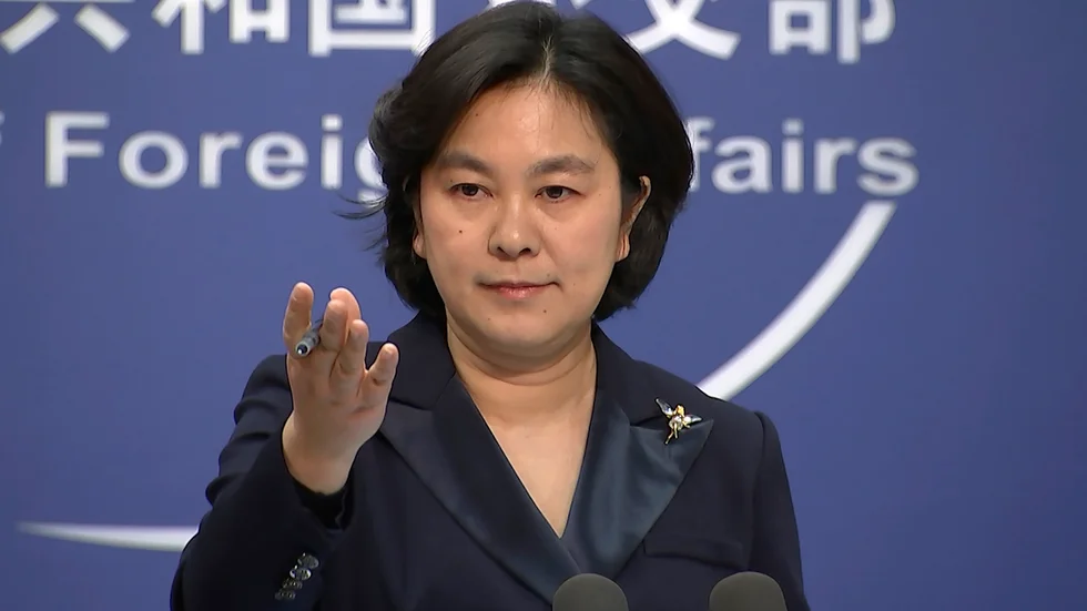 Det kinesiska utrikesdepartementets talesperson Hua Chunying berättar om sanktioner mot bland andra USA:s före detta utrikesminister Mike Pompeo.