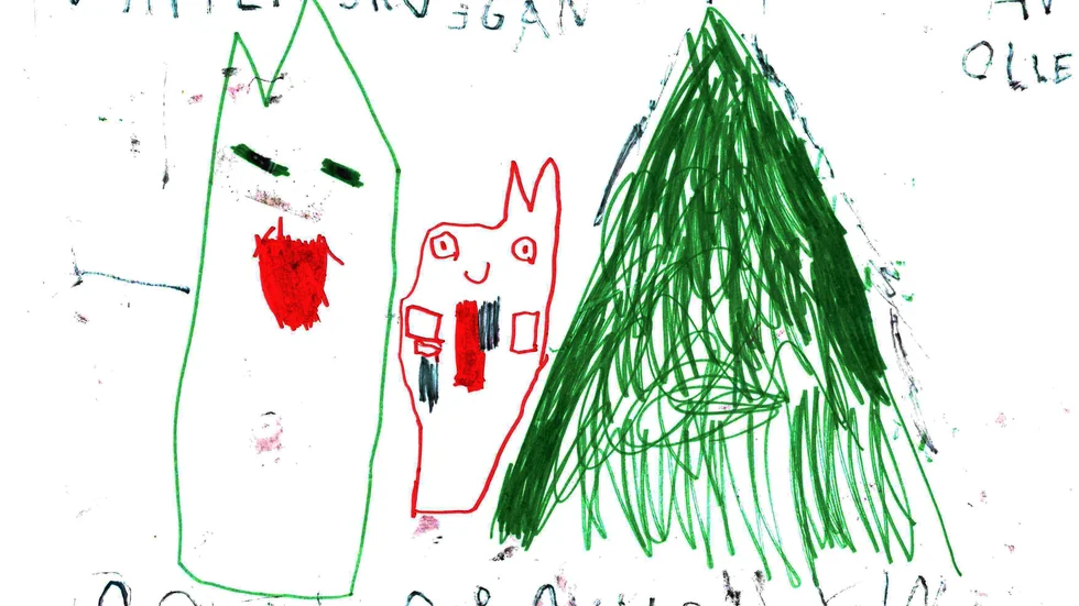 Sommarskuggan och Vinterskuggan, kända från SVT:s barnprogram, har tecknats ned av Olle Spetz i Svartöstaden.