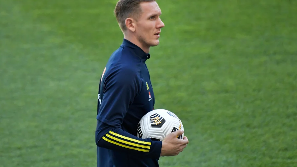 Robin Olsen kommer till Everton från landslagsuppehållet, men börjar på bänken i matchen mot Liverpool. Arkivbild.