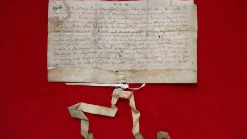 Jönköpings privilegiebrev från 1284. Foto: Jönköpings kommun.