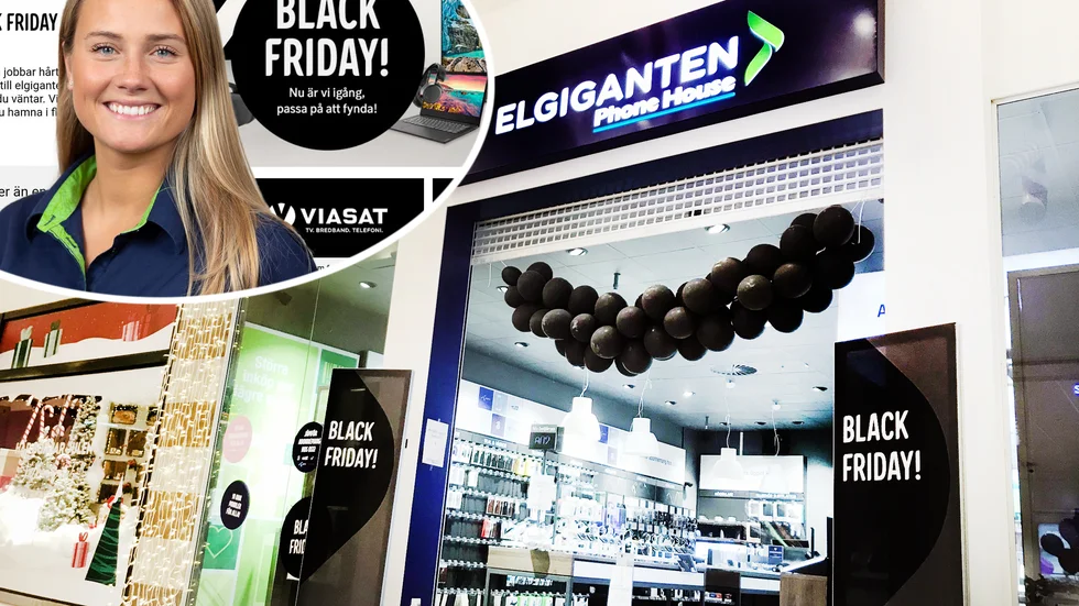 "Väktare är ett utav våra tilltag för att säkra en trygg handel under rådande Black friday-kampanj", säger Li Persson, kommunikationschef på Elgiganten. Av säkerhetsskäl är väktaren ej med på bild.