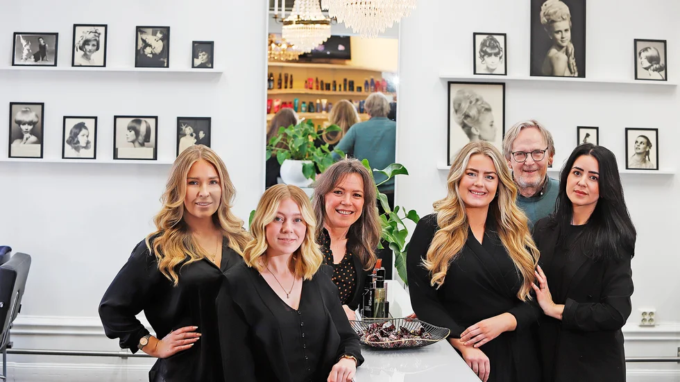 Hallberts anno 2022: Ida Svensson, Julia Andersson, Susanne Lindgren, Sofia Gustafsson, Thomas Carlén och Manuela Milevoj.