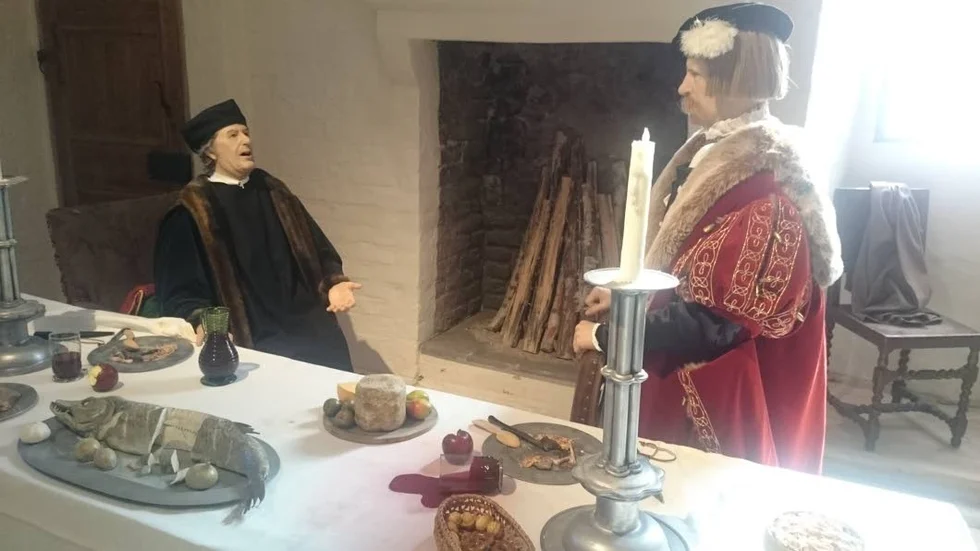 Toppmöte. Hans Brask och Gustav Vasa på museet i slottet.