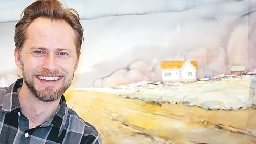 Hultsfredsbördige konstnären Björn Bernström ställer ut sina akvarellmålningar på galleri Kopparslagaren.
