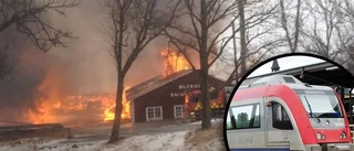 Stopp i tågtrafiken på grund av brand