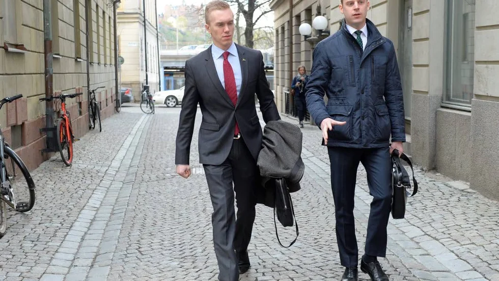 Drag under galoscherna? De utslängda sverigedemokraterna William Hahne (tv) och Gustav Kasselstrand har bildat ett nytt parti.