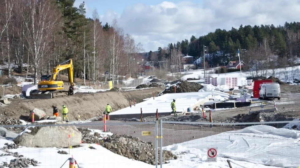 Såhär såg byggarbetsplatsen i Österkärv ut på torsdagen.
