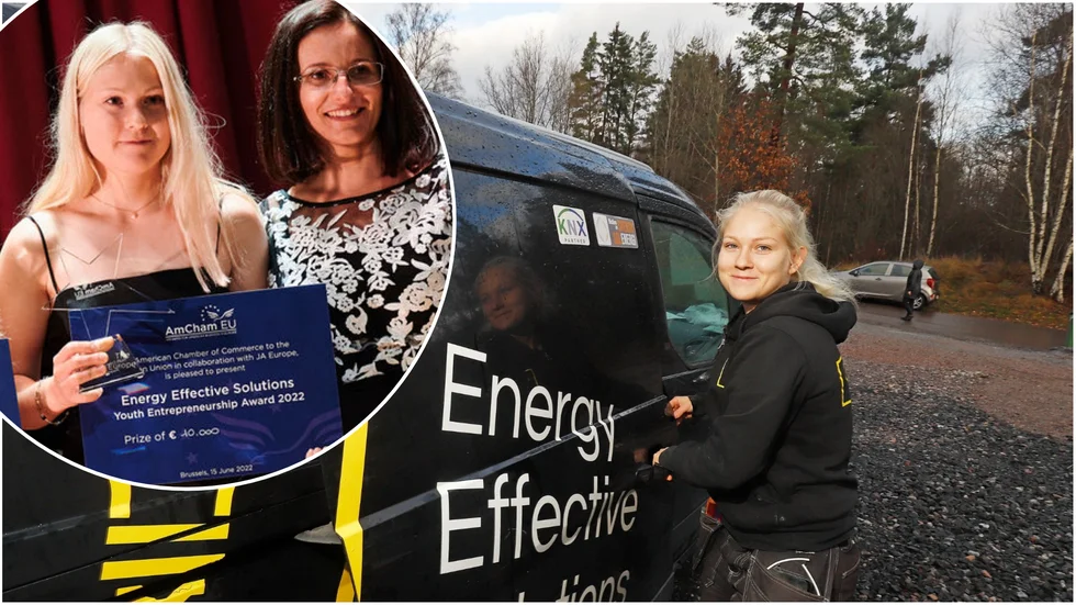 Ida Norström tog emot Amchams utmärkelse som i år tilldelades en ung kvinnlig entreprenör. "Det är jättekul", säger hon. Däremot kan det vara tufft i elbranschen som ung och kvinna. På kundmötena har hon ofta med en äldre manlig kollega. ”Då får jag bättre gensvar”, säger hon. 