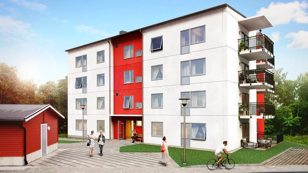 Så här ser de nya husen i Hällby ut.