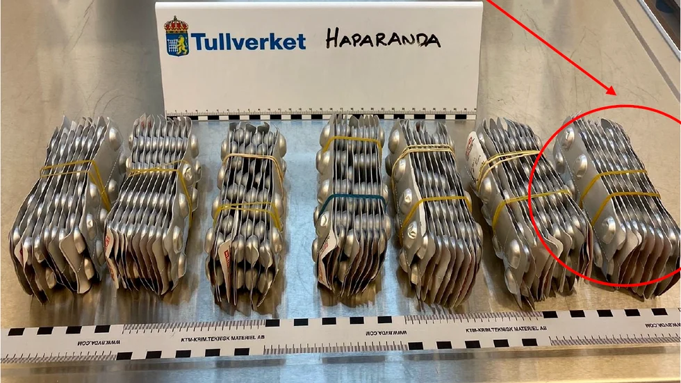 De tabletter som mannen påträffades med. 