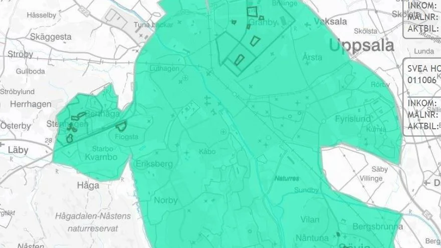 Del av det område där den frigivne mannen inte får vistas under ett år, efter hovrättens beslut. 