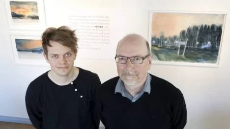 Anders Teglund och Sven Teglund ställer ut stadsdelen Porsön i akvarell och texter i Norrbottens museum.