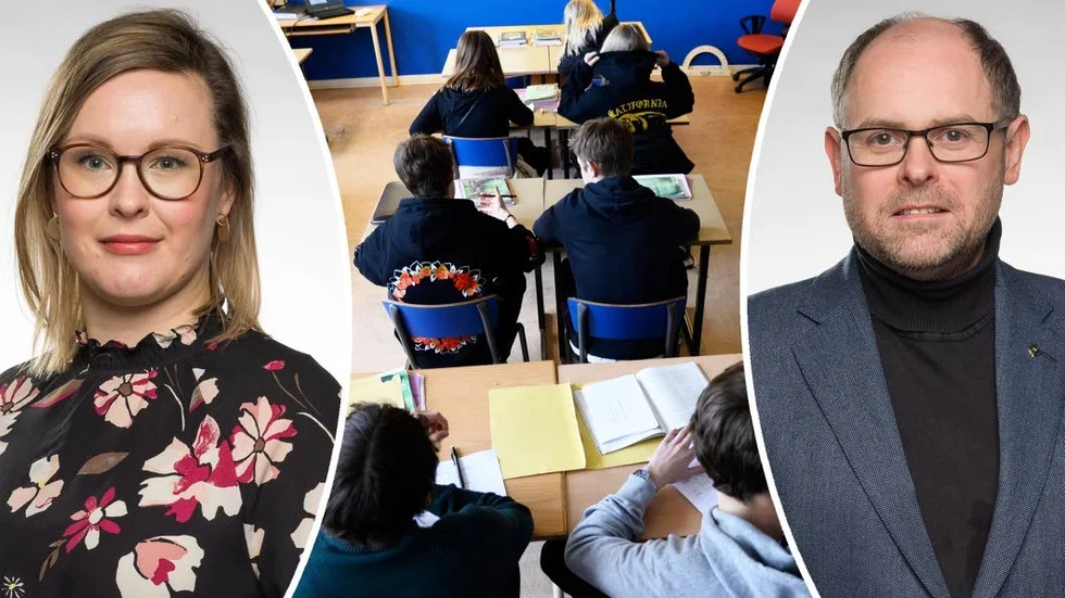 Christopher Lagerqvist (M) säger att dagens princip för skolvalet är orimlig. Helena Hedman Skoglund (L) vill dock inte lova en förändring.