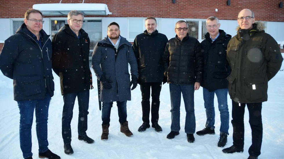 Så här såg det ut i februari i år när Jan Nilsson, Tommy Nilsson, Roger Betines, Peder Nilsson, Folke Spegel, Dan Lindvall och Christer Wallin presenterade planerna.